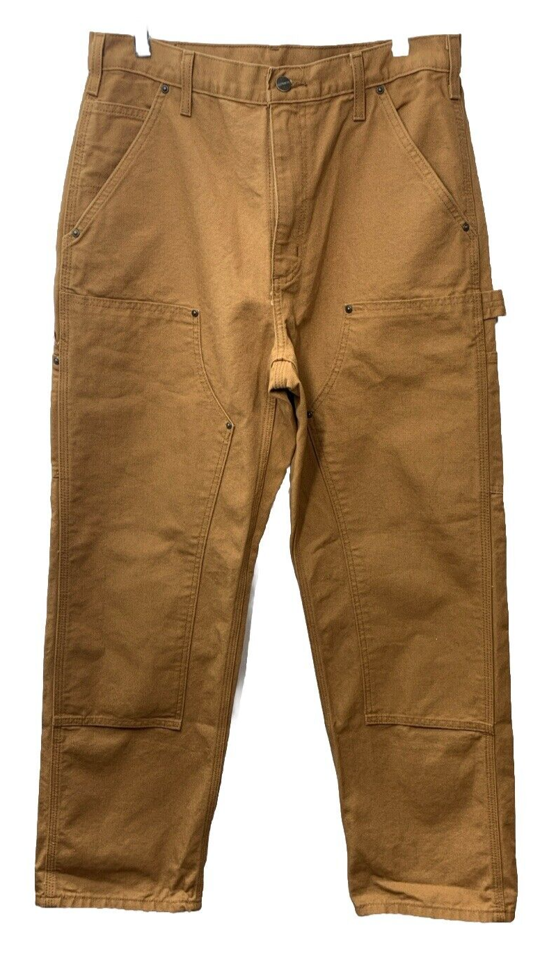 Carhartt Men's Loose Fit Washed Duck Double-Front Utility Work Pant Brown 32X32