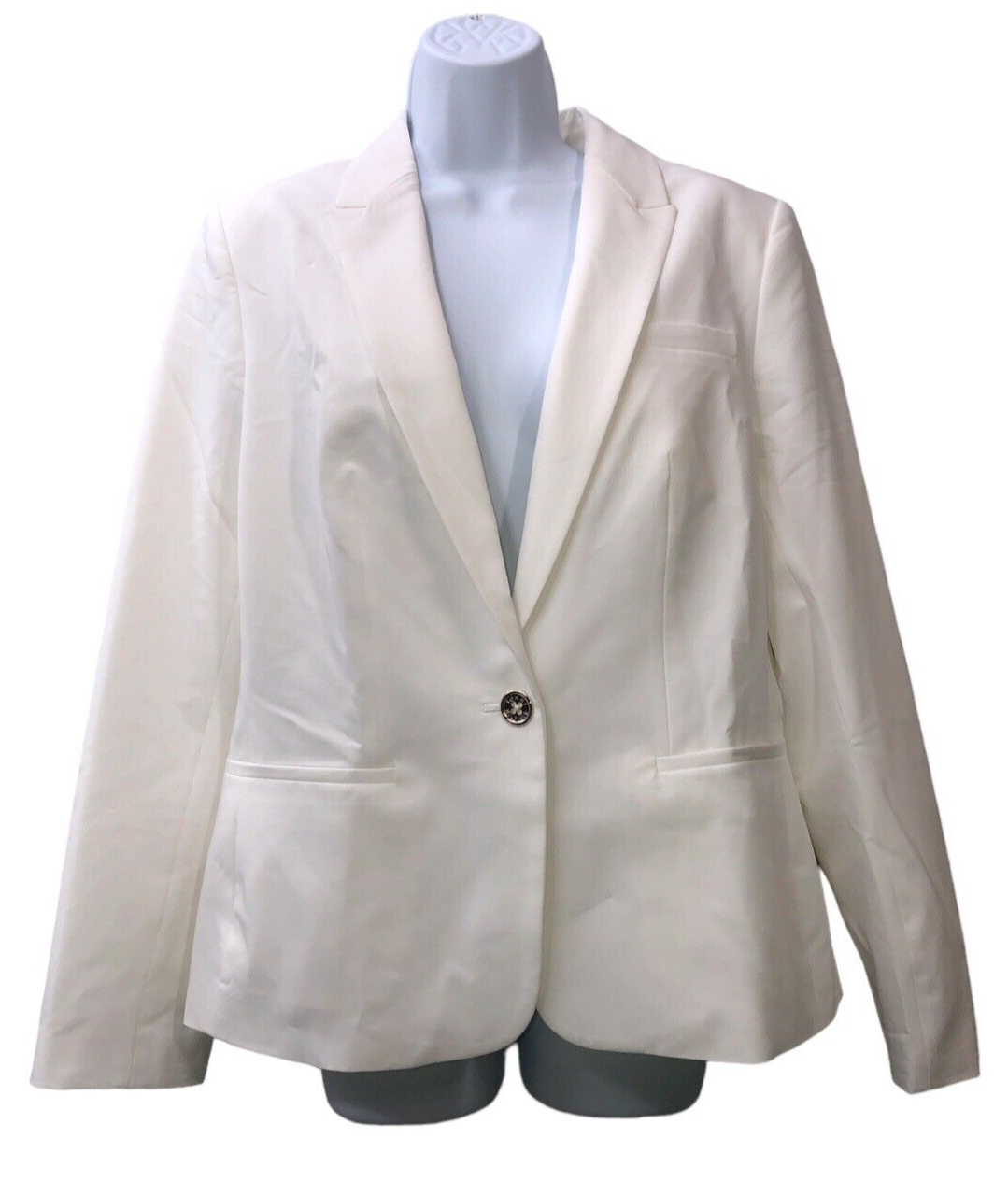 Tommy Hilfiger Women's Blazer Business Jacket Long Sleeve 12 Single-Button White