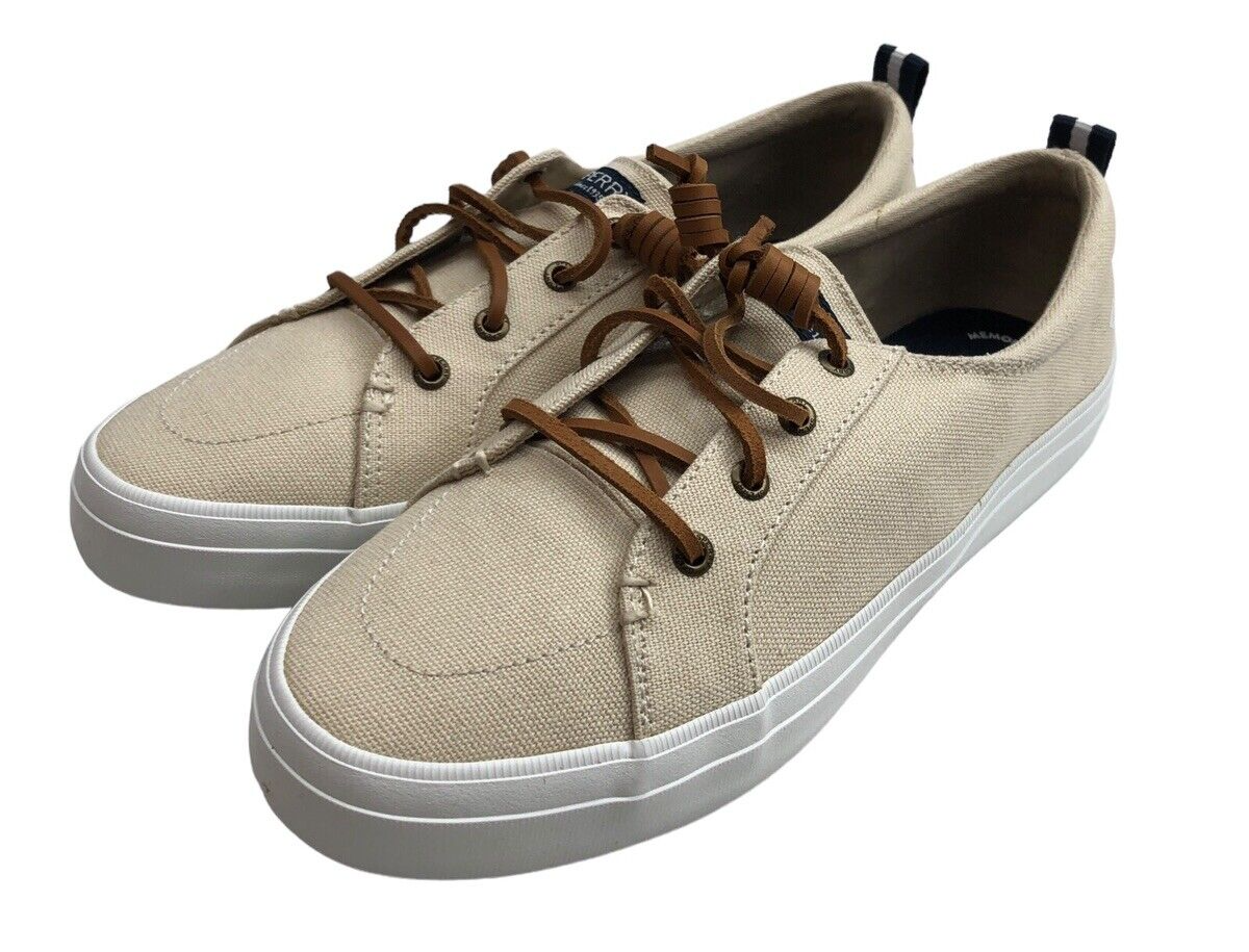 Sperry Women's Crest Vibe Canvas Sneaker Creme STS81904 Lace-up Shoes US Size 9