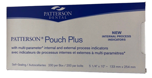 Patterson Sterilization Pouches 5 1/4" X 10" Self-Sealing Pouch Plus - 200 Pack