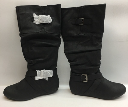 Twisted Van 0109 Women's Faux Leather Black Slouchy Mid-Calf Boots US Size 7