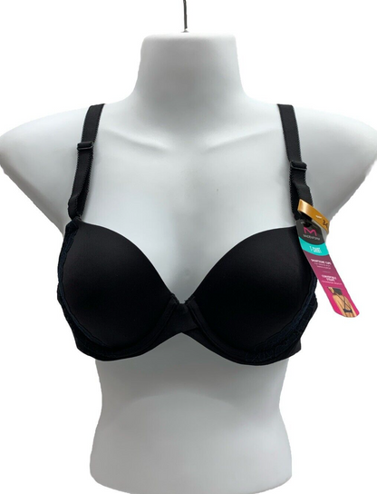 Maidenform One Fab Fit Underwire Modern Demi Bra Convertible Straps Black Sz 34A