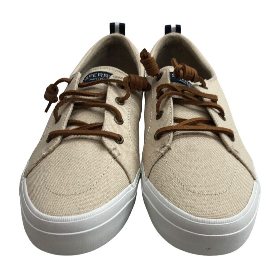 Sperry Women's Crest Vibe Canvas Sneaker Creme STS81904 Lace-up Shoes US Size 9