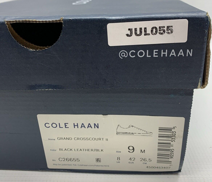 Cole Haan Men Grand Crosscourt Shoe Lace-up Sneaker Black Leather C26655 Size 9M