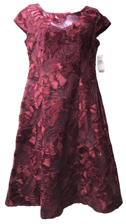 Alex Evenings Size 10 P Gown Cranberry Embroidered Sequin Dress Cocktail Formal