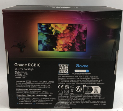 Govee RGBIC LED TV Backlight H6168 12VDC 1.5A 18W Modern Indoor WI-FI & Bluetoot