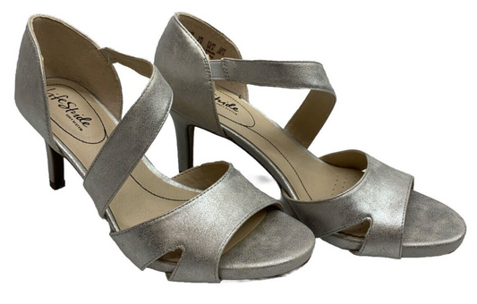 Life Stride Mega Womens High Heel Pumps Dress Shoes Size 9.5 Silver H5058S3100