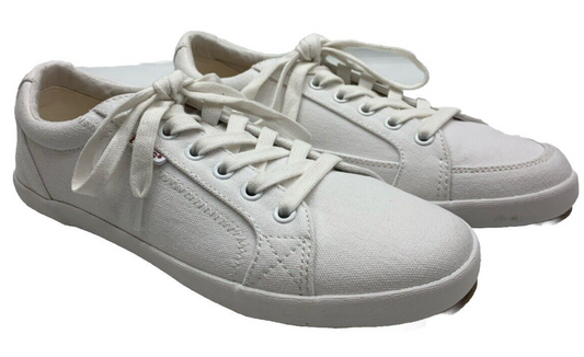 Taos Moc Star White Canvas Distressed Women's Sneaker Size US 8 M Lace-up Shoes