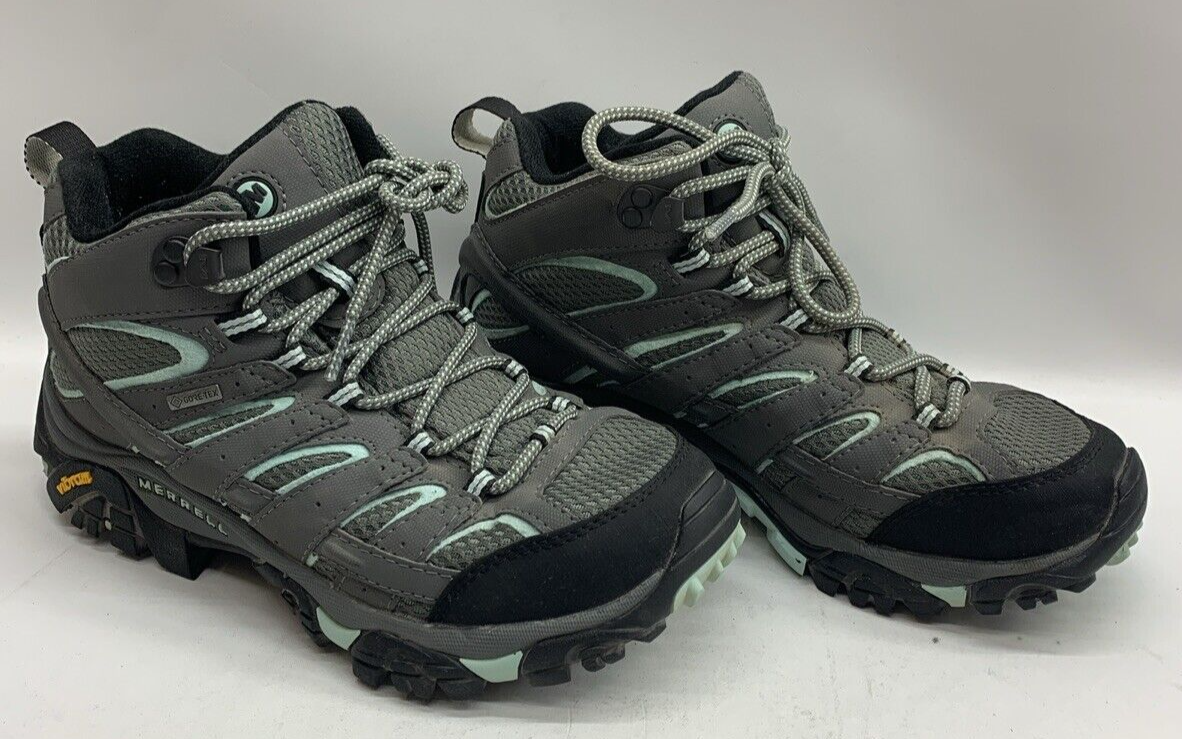 Merrell Women's Moab 2 Mid Gore-tex Hiking Boot Grey Sedona Sage Lace-up Size 8