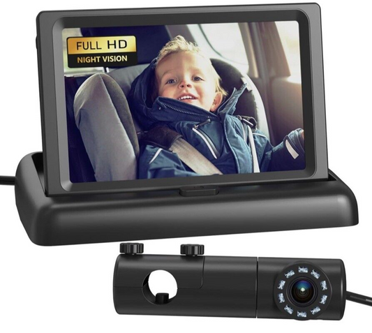 Baby Car Camera, HD Display Baby Car Mirror with Night Vision Feature, 4.3 Inch