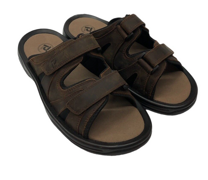 Propet Vero Slide Mens Size 13 Brown Casual Sandals MSV003LBRN Hook & Loop (NEW)