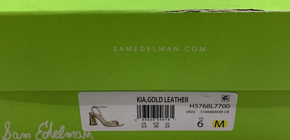 Sam Edelman Women's Kia Gold Leather Heels Open Toe Sandal Size 6M H5768L7700