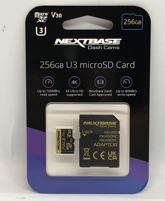 256GB U3 Micro SD Memory Card - with Adapter - Compatible with  In-Car Dash Cams