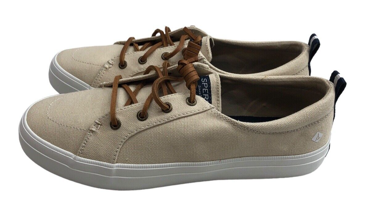 Sperry Women's Crest Vibe Canvas Sneaker Creme STS81904 Lace-up Shoes US Size 9