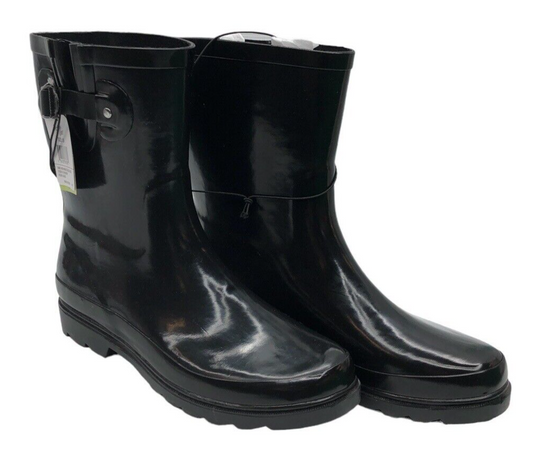 Western Chief Women's Solid Mid Rain Waterproof Boot Rubber Black Size 10 US