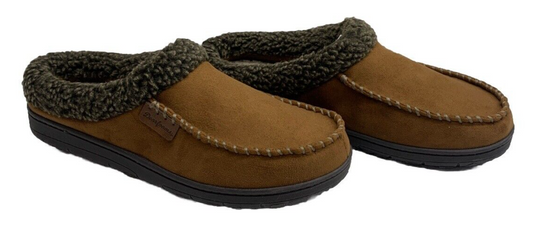 Dearfoams Men's Microsuede Moccasin Toe House Shoe Clog Slipper Med 9/10 Wide