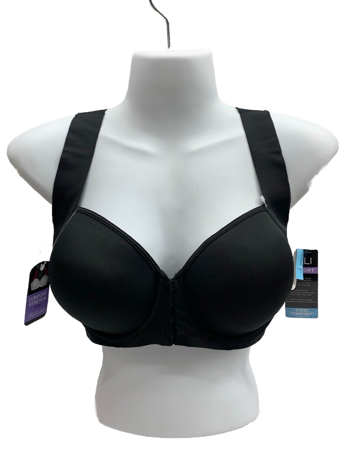 Bali One Smooth U Posture Boost Ever Smooth Back Bra Size 38C DF3450-XBK Black