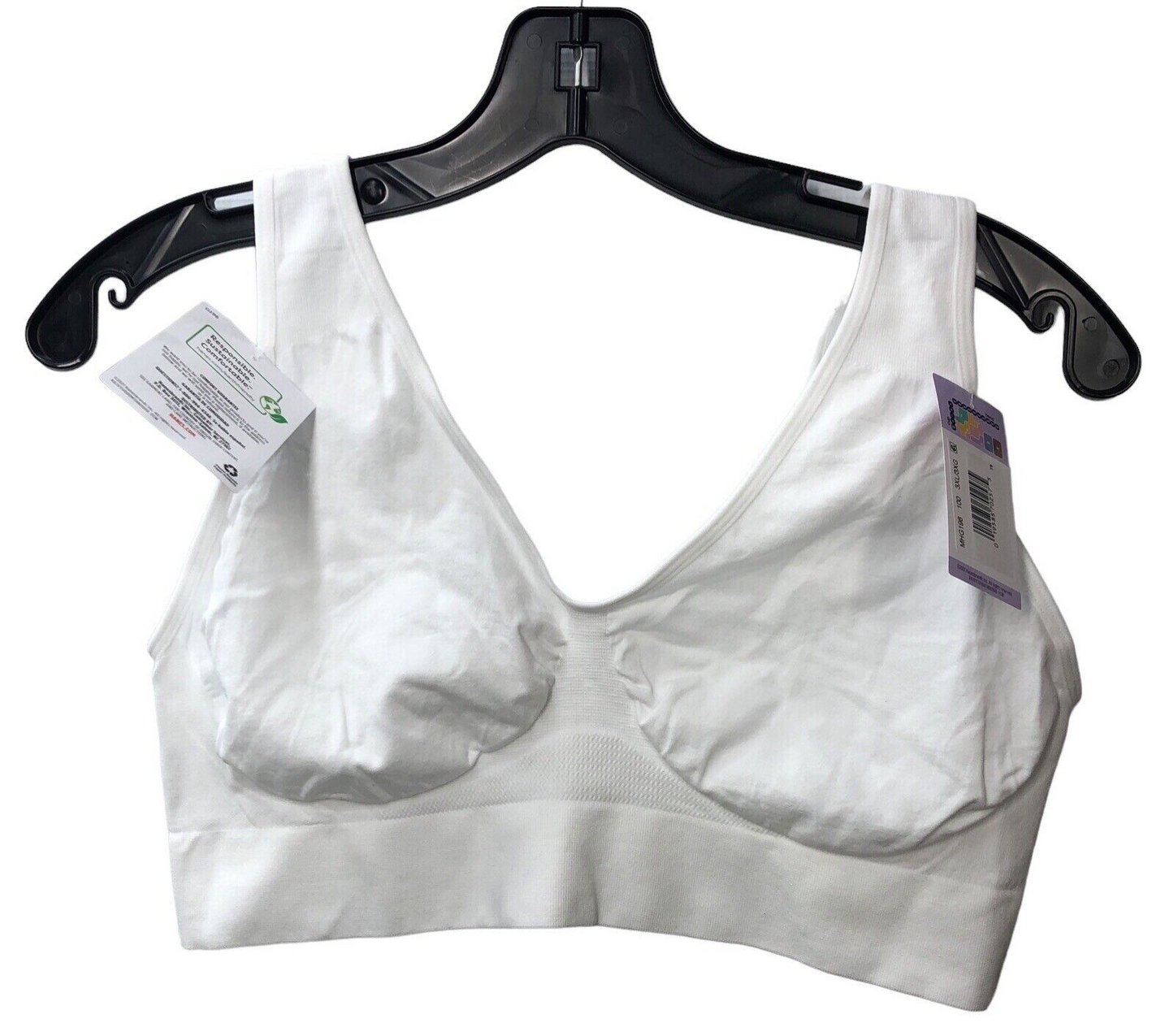 Hanes Women's Cozy T-shirt Bra Wireless Seamless G196 White Wirefree Size 3XL