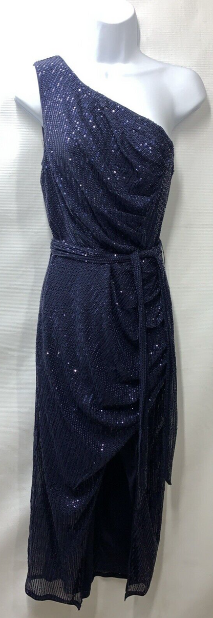 GRACE KARIN Women Sleeveless One Shoulder Sequin Dress Wrap Dress Medium Navy