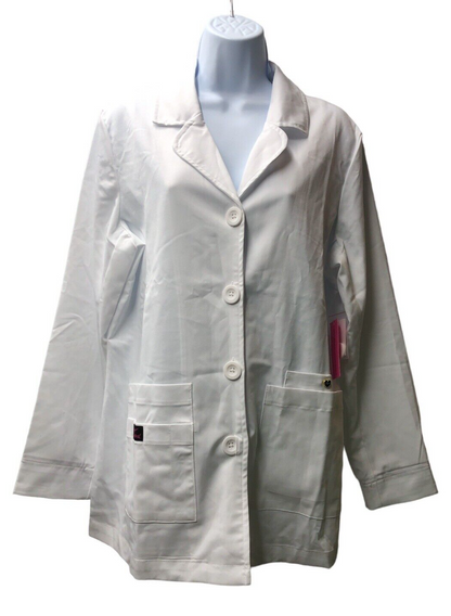 Betsey Johnson Women's Medium White Canna Lab Coat Long Sleeve with Pockets