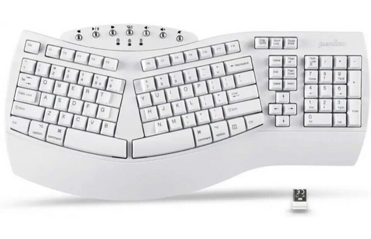 Perixx Periboard-612 Wireless Ergonomic Split Keyboard, US English - White