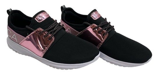 Nautica Kappil Sneakers Slip-On Shoes Metallic Black/Pink Girls Size 5 Sneaker