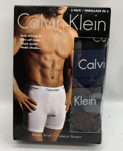 CALVIN KLEIN Boxer Briefs Size Small Waist Underwear 28-30 Body-Defining 3 Pack