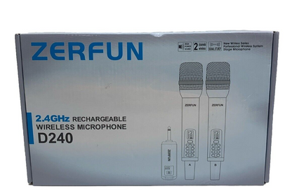 Zerfun Microphone D240 - 2.4GHz Rechargeable Wireless Microphone Black Handheld